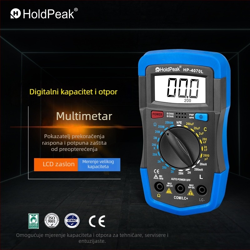HoldPeak HP-4070L digitalni multimetar za mjerenje kapacitiviteta, otpora i induktivnosti – LCR tester