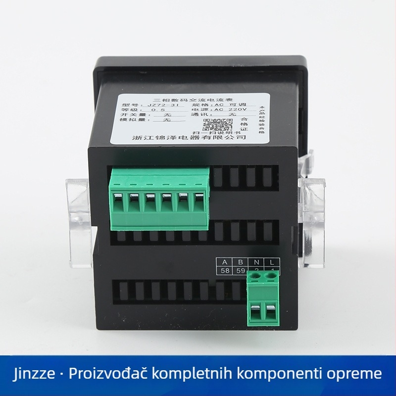 Trofazni digitalni ampermetar JZ72-3I, točnost 0,5%, referentni napon 380/110 VAC, LED zaslon, maksimalni struja 5 A