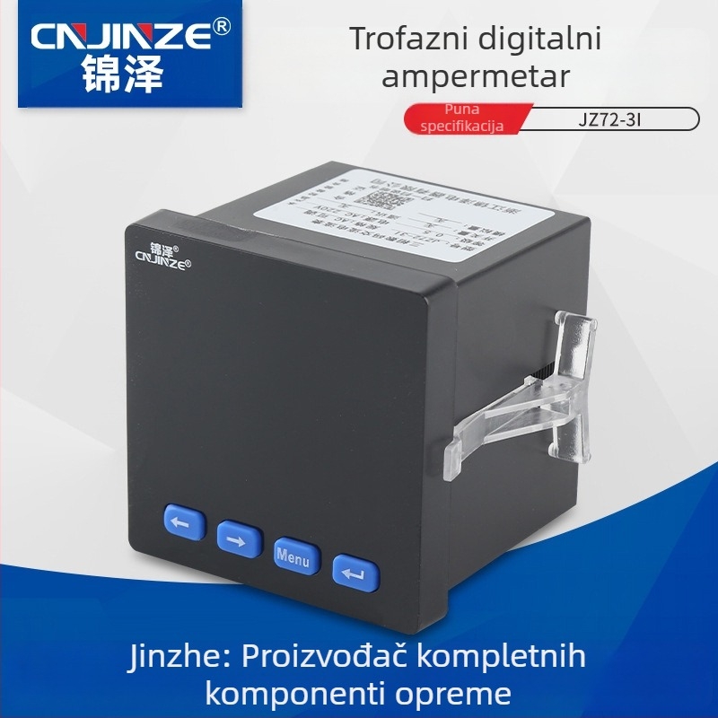 Trofazni digitalni ampermetar JZ72-3I, točnost 0,5%, referentni napon 380/110 VAC, LED zaslon, maksimalni struja 5 A