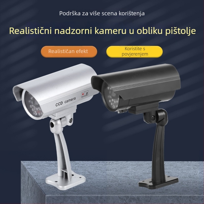 Pistolskog oblika lažna vanjska kamera za nadzor sa bljeskalim svjetlom, 3MP/2K, ABS kućište