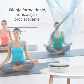 Prijenosni stolni pročišćivač zraka s ozonom i negativnim ionima – pogodan i za automobil, USB napajanje, protok zraka 10 m³/h, buka 36–45 dB, dezodoriranje i sterilizacija