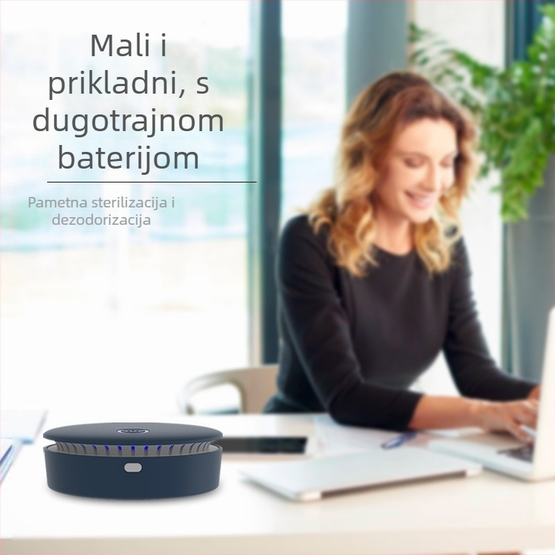 Prijenosni stolni pročišćivač zraka s ozonom i negativnim ionima – pogodan i za automobil, USB napajanje, protok zraka 10 m³/h, buka 36–45 dB, dezodoriranje i sterilizacija