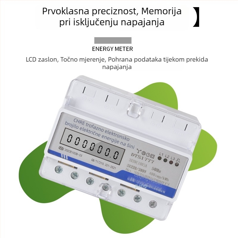 Trofazni četiri-vodični DIN-rail mjerač energije, višenamjenski, 380V visokog napajanja
