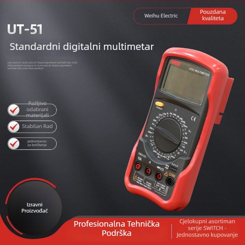 UT-51 digitalni multimetar s velikim zaslonom, visoka preciznost, mjerenje frekvencije i temperature