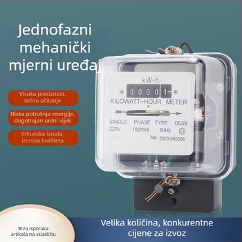 DD28 jednofazno mehaničko brojilo s prozirnim poklopcem, precizno brojanje, jednostavna ugradnja