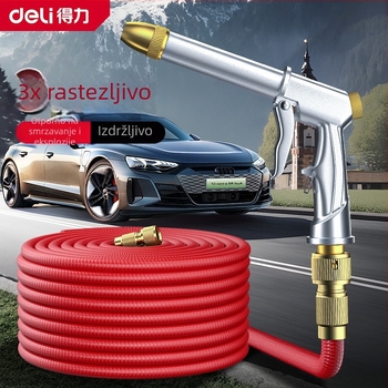 Set visokotlačnog pranja automobila s teleskopskim crijevom i mlaznicom — plastična glava pištolja; Marka: Effective; Težina: 1.5