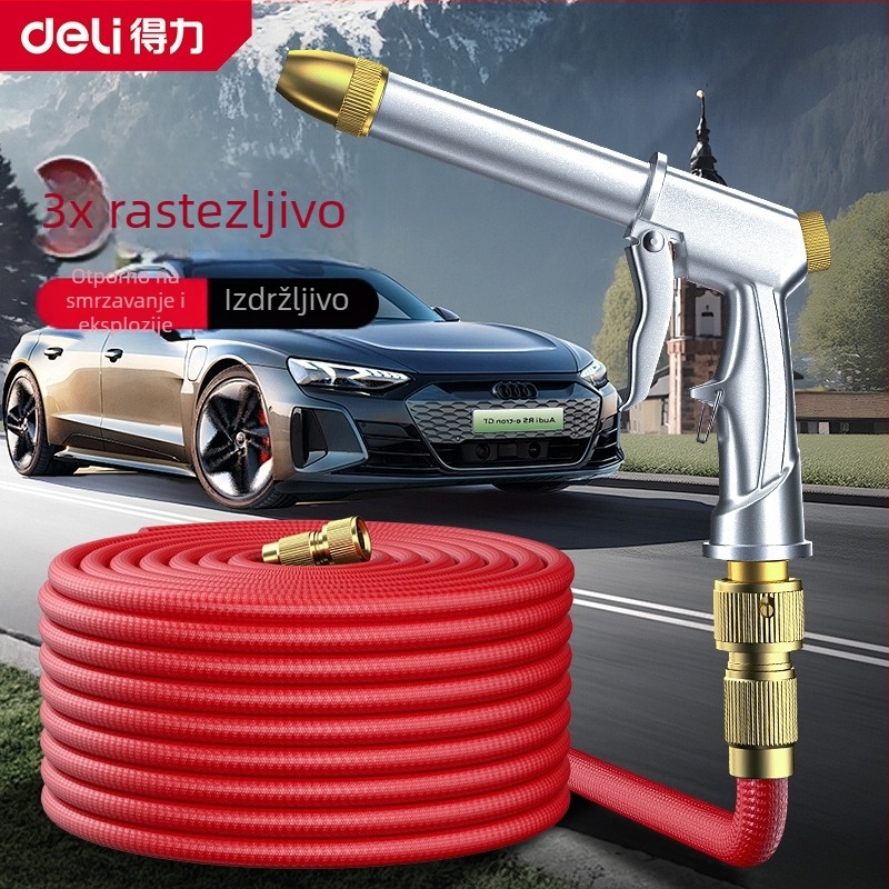 Set visokotlačnog pranja automobila s teleskopskim crijevom i mlaznicom — plastična glava pištolja; Marka: Effective; Težina: 1.5