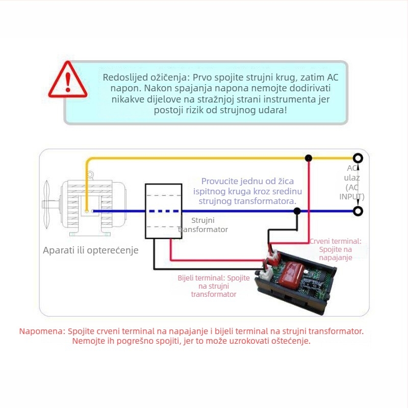 AC60-500V mjerni glava napona i struje, visoko precizan digitalni dvostruki zaslon, 220V/trifazni 380V