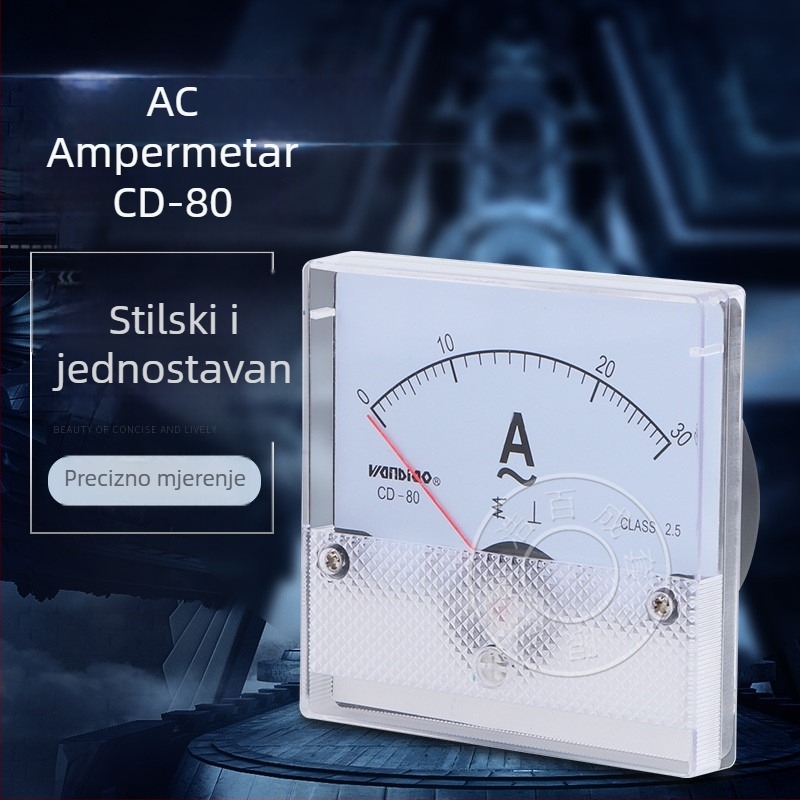 Analogni ampermetar CD-80 CQ-80 DH-80, 50A, mjerne skale 100/5 i 500/5