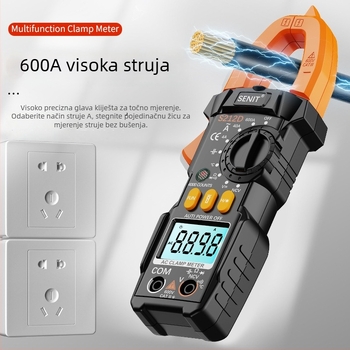 600A AC klips mjerač struje, univerzalni digitalni klips multimetar s glasovnom najavom