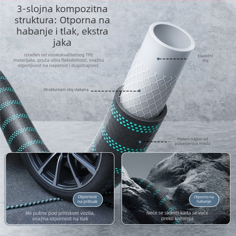 Teleskopski vodeni pištolj za pranje auta i dvorišta – visok tlak, dugi domet, glava i držač od inženjerskih plastika, težina 220 g