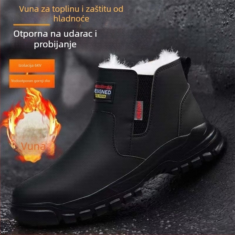 Zimske sigurnosne radne cipele s plastično-čeličnim vrhom, otporne na udarce i perforaciju, lagane, izolirane, gornji dio od mikrovlaknaste kože