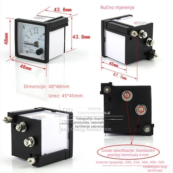 Chuanda Instrument 99C1-A ampermetar s pokazivačem za istosmjernu struju, napajanje DC6–500 V, dimenzije 48×48 mm