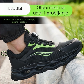 Muške cipele za zaštitu na radu – otporne na udarac i probijanje, prozračan gornji dio od fly-woven mreže, lagane, plastični prst, 6 kV izolacija, protuklizne i otporne na habanje.