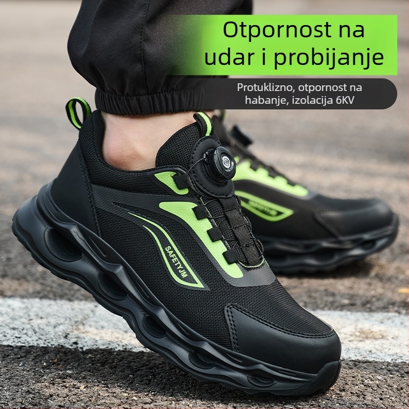 Muške cipele za zaštitu na radu – otporne na udarac i probijanje, prozračan gornji dio od fly-woven mreže, lagane, plastični prst, 6 kV izolacija, protuklizne i otporne na habanje.