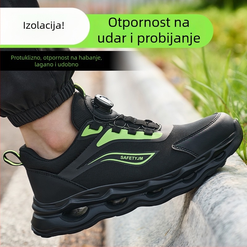 Muške cipele za zaštitu na radu – otporne na udarac i probijanje, prozračan gornji dio od fly-woven mreže, lagane, plastični prst, 6 kV izolacija, protuklizne i otporne na habanje.