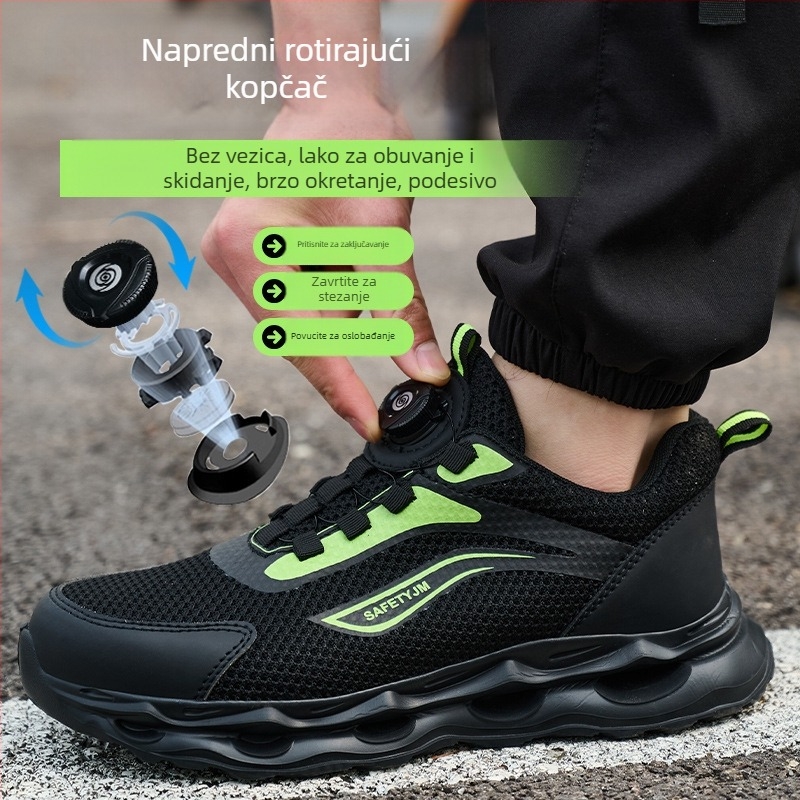Muške cipele za zaštitu na radu – otporne na udarac i probijanje, prozračan gornji dio od fly-woven mreže, lagane, plastični prst, 6 kV izolacija, protuklizne i otporne na habanje.
