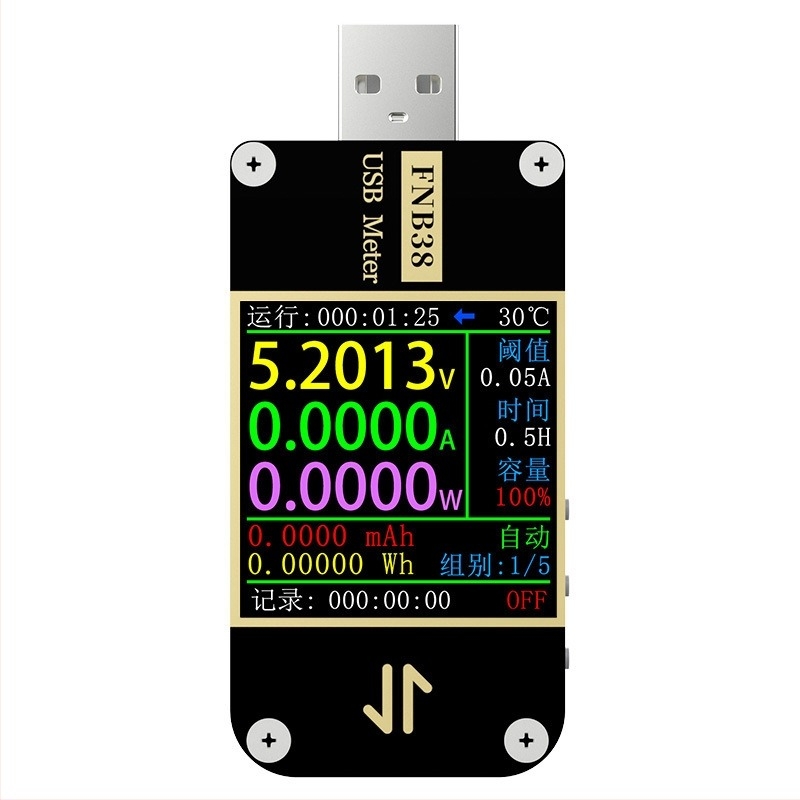 USB mjerni uređaj za napetost i struju FNB38 za testiranje protokola brzog punjenja QC4+, PD3.0, 2.0 PPS (4-24V)