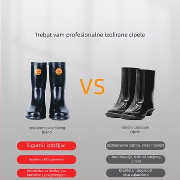 Izolirane čizme za kišne uvjete za električare, muškarci – guma, niski gornji dio, 20 kV izolacija, protuklizno