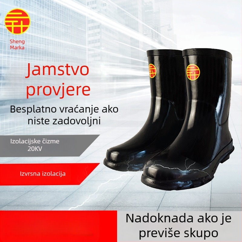 Izolirane čizme za kišne uvjete za električare, muškarci – guma, niski gornji dio, 20 kV izolacija, protuklizno