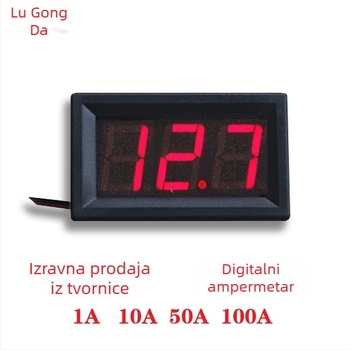 DC ampermetar s digitalnim zaslonom, raspon 1A, 10A, 50A, 100A, precizno podešavanje