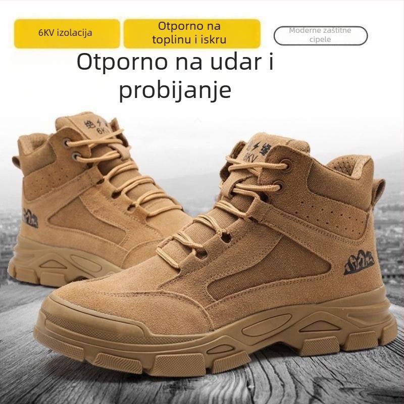 Yongshugu Muške Sigurnosne Cipele - Srednji Kroj, 6KV Izolacija, Plastiko-Čelični Nosič, Otporne na Probijanje, Gornji Dio od Nubuka i Platna