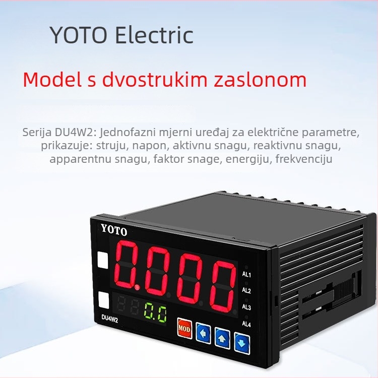 Kitazaki Yoto Višestruki električni mjerač parametara: wattmetar, ampermetar, voltmetar, alarm, RS485, izlaz 4–20 mA