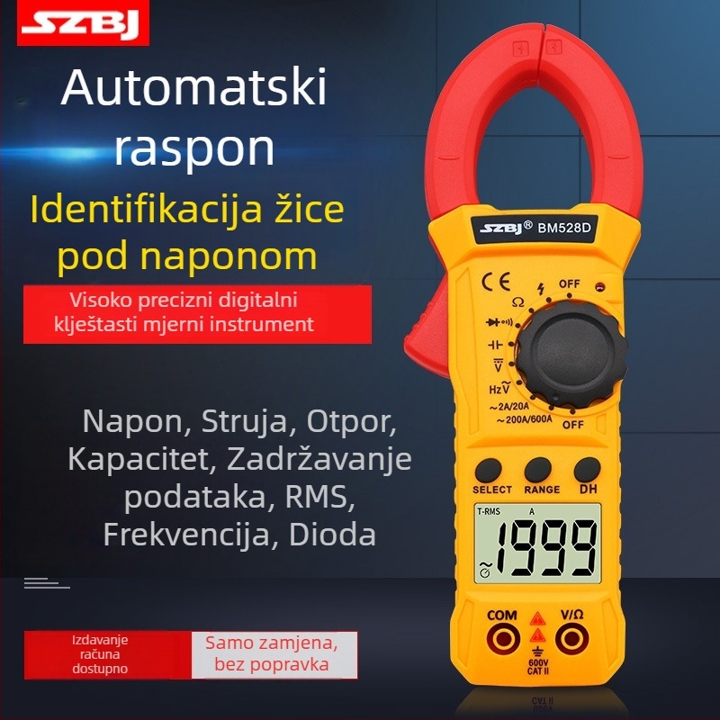 BM528D Digitalni klešta-multimetar, klešta tip univerzalni ampermetar, automatsko isključivanje, zvučni signal