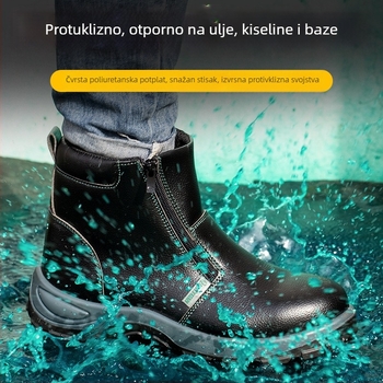 Cipele za sigurnost za naftna polja i zavarivanje, visoke, s čeličnim prstom, otporne na probijanje i uništavanje, izolirane i vodootporne