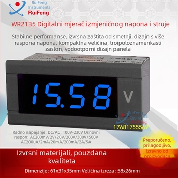 Kompaktni digitalni voltmetar i ampermetar s visokom preciznošću, napajanje 220V AC, digitalni zaslon