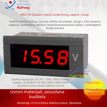 Kompaktni digitalni voltmetar i ampermetar s visokom preciznošću, napajanje 220V AC, digitalni zaslon