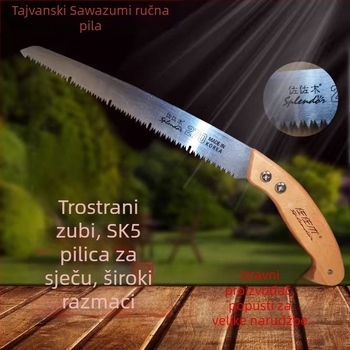 Sasaki 270U ručna pila s drvenom drškom, za drvne radove, stolariju i rezanje voćnih stabala
