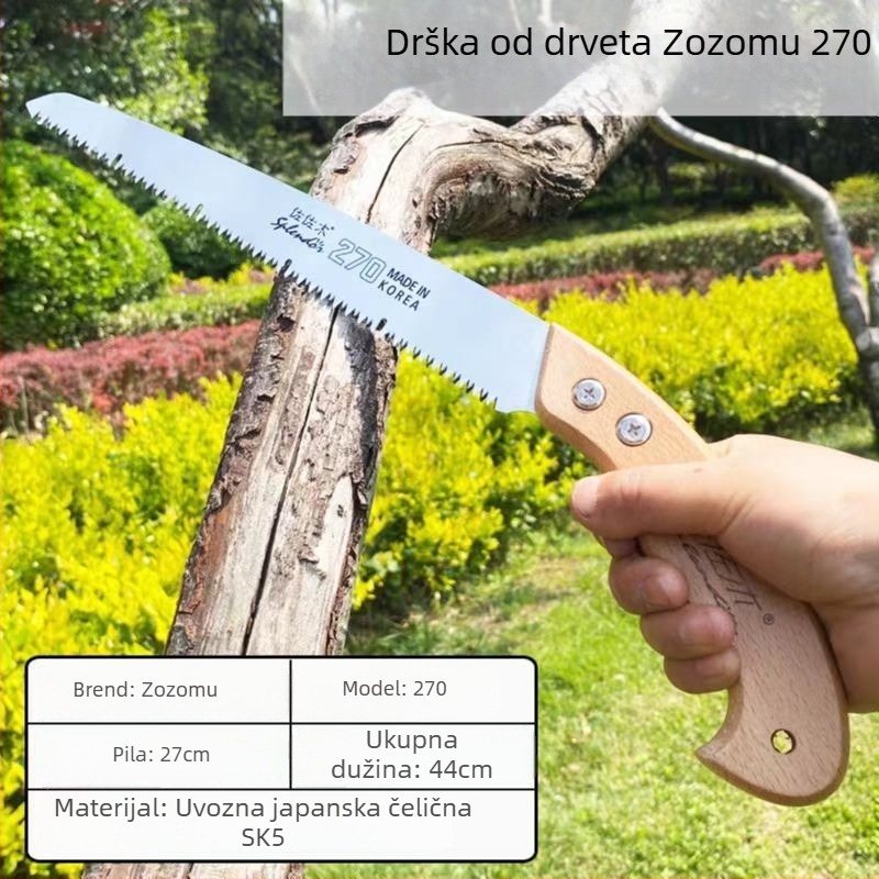 Sasaki 270U ručna pila s drvenom drškom, za drvne radove, stolariju i rezanje voćnih stabala