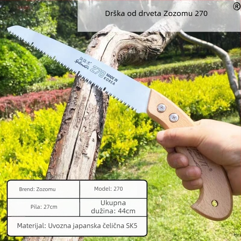 Sasaki 270U ručna pila s drvenom drškom, za drvne radove, stolariju i rezanje voćnih stabala