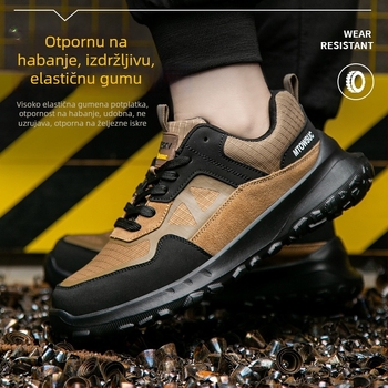 Muške sigurnosne cipele s izolacijom i čeličnim prstom, prozračne, otporne na udarce i perforaciju, gornji dio od velurovog Oxford materijala, niski kroj