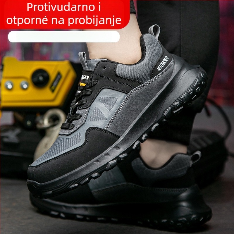 Muške sigurnosne cipele s izolacijom i čeličnim prstom, prozračne, otporne na udarce i perforaciju, gornji dio od velurovog Oxford materijala, niski kroj