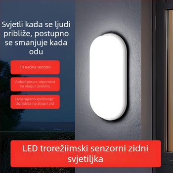 Vanjska zidna svjetiljka – jednostavan stil; kućište od PC-a; SMD pakiranje; 220V; kontinuirano svjetljenje 16–24 sata