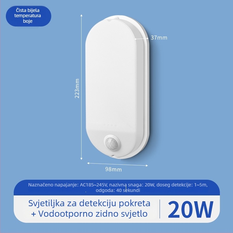 Vanjska zidna svjetiljka – jednostavan stil; kućište od PC-a; SMD pakiranje; 220V; kontinuirano svjetljenje 16–24 sata