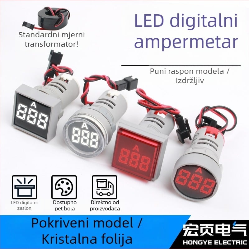 Digitalni ampermetar za izmjenični napon s indikatorom, AD16-22AM(S), s transformatorom, kompaktnih dimenzija, 220/380V