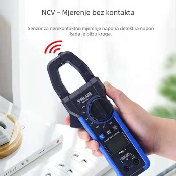 Overflight klamp mjerač, univerzalni digitalni ampermetar za klima uređaje, mjeri AC/DC napon, kapacitetu i temperaturu, digitalni zaslon