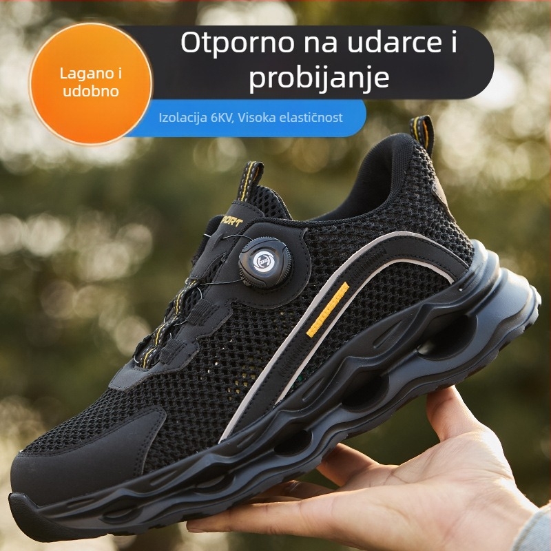 Cipele za sigurnost na radu – zaštita od udara i probijanja, mikrovlakanska koža + prozračna mreža, niski gornji dio, plastično-čelični zaštitni vrh prsta