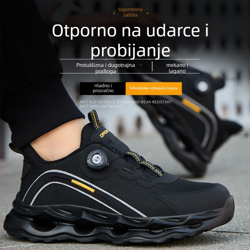 Cipele za sigurnost na radu – zaštita od udara i probijanja, mikrovlakanska koža + prozračna mreža, niski gornji dio, plastično-čelični zaštitni vrh prsta