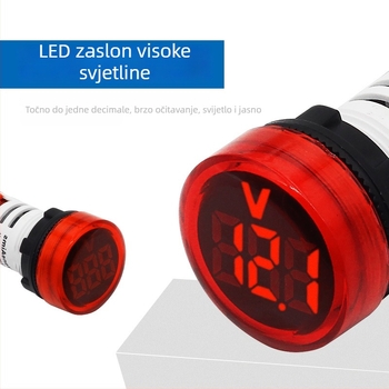 DC4-100V kružni mali digitalni voltmetar sa signalnom lampom FXB16-22DS