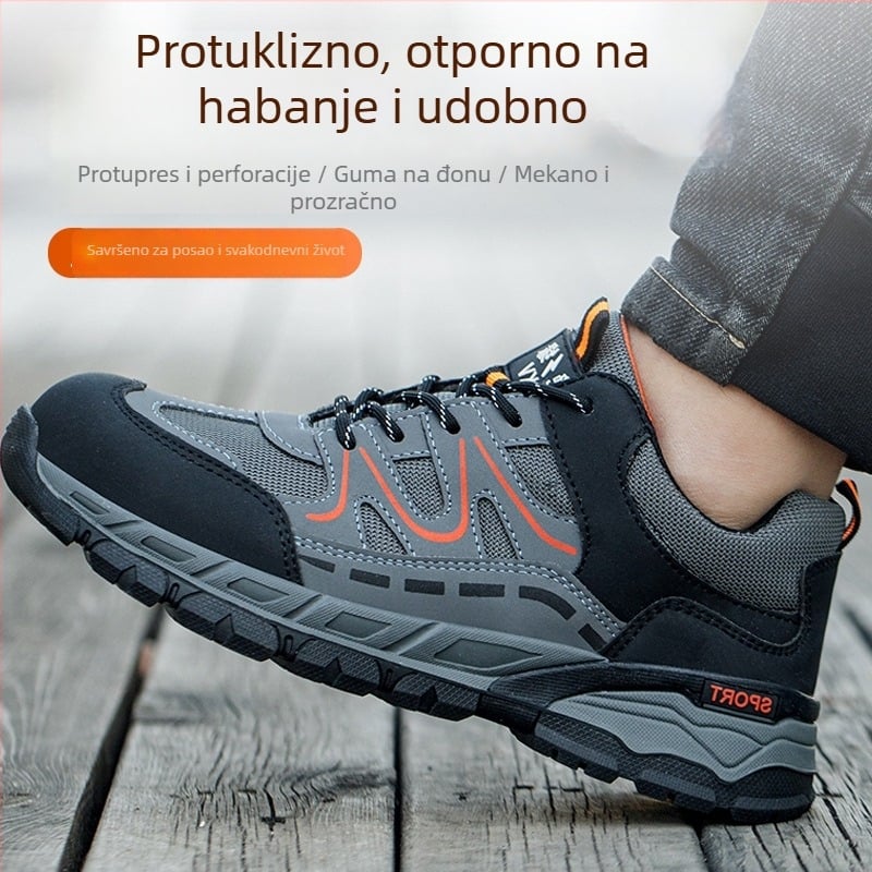Cipele za sigurnost protiv udara i probijanja, materijal: mikrovlakna koža + platno, niski gornji dio, vrh od plastiko-čeličnog materijala