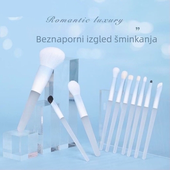 Set od 10 makeup kistova, sintetička vlakna, plastične drške, kratke drške, za početnike