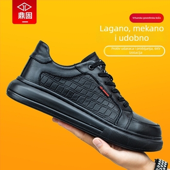 Muške zaštitne radne cipele s niskim gornjim dijelom, koža prvog sloja, plastični vrh prsta s Kevlar tkaninom, otporne na udarce i perforaciju, izolirane do 6 kV