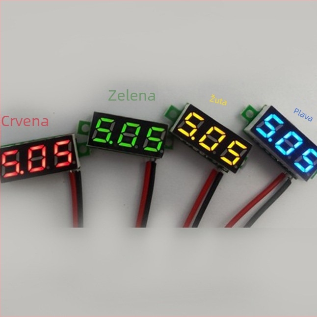 0,28-inčni digitalni DC voltmetar modul, LED zaslon 12V, dvovodični, raspon 2,5–30V