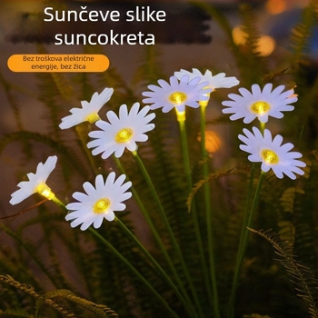 Solarna vanjska rasvjeta za vrt s cvijetom od optičkog vlakna, IP65, LED 5W, 1,2V, 6–12 sati rada