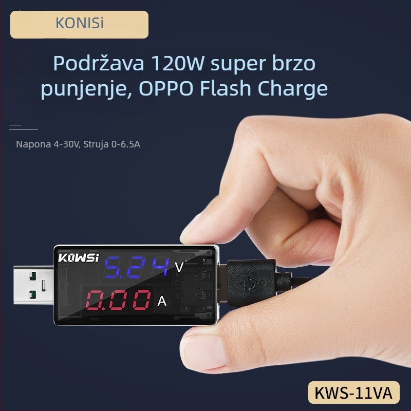 KWS-11VA Digitalni USB tester s voltmetrom i ampermetrom — max. 6,5 A, 120 W