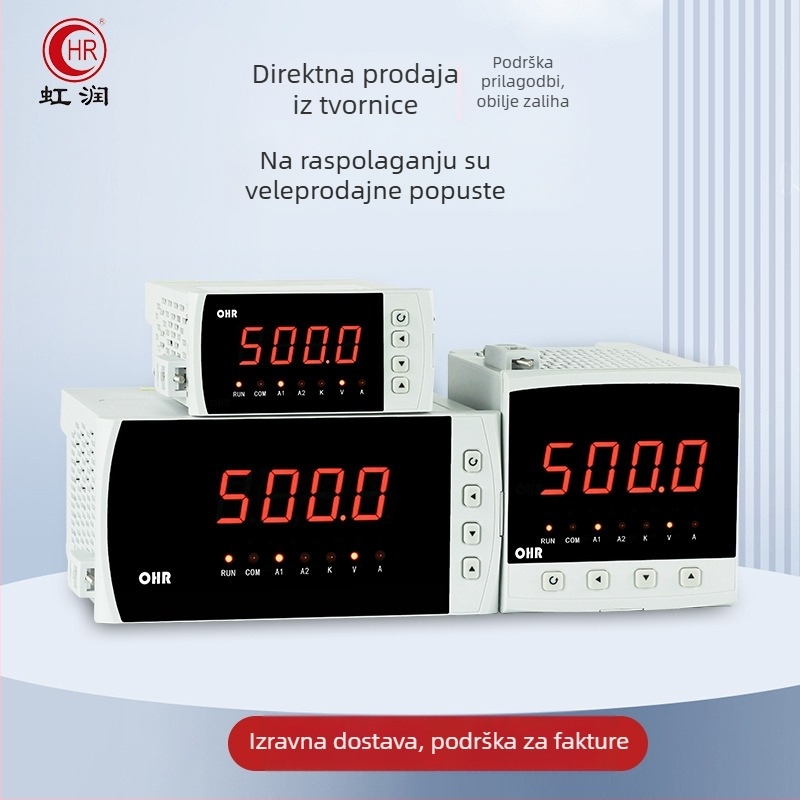 Digitalni voltmetar i ampermetar za izmjeničnu struju s digitalnim zaslonom; raspon mjerenja 0.0–500.0 V; 0.03–5.00 A; preciznost ±0.2%; RS485/RS232 komunikacija; napajanje 100–240 V AC/DC; model OHR-C200A-I-X/X-A